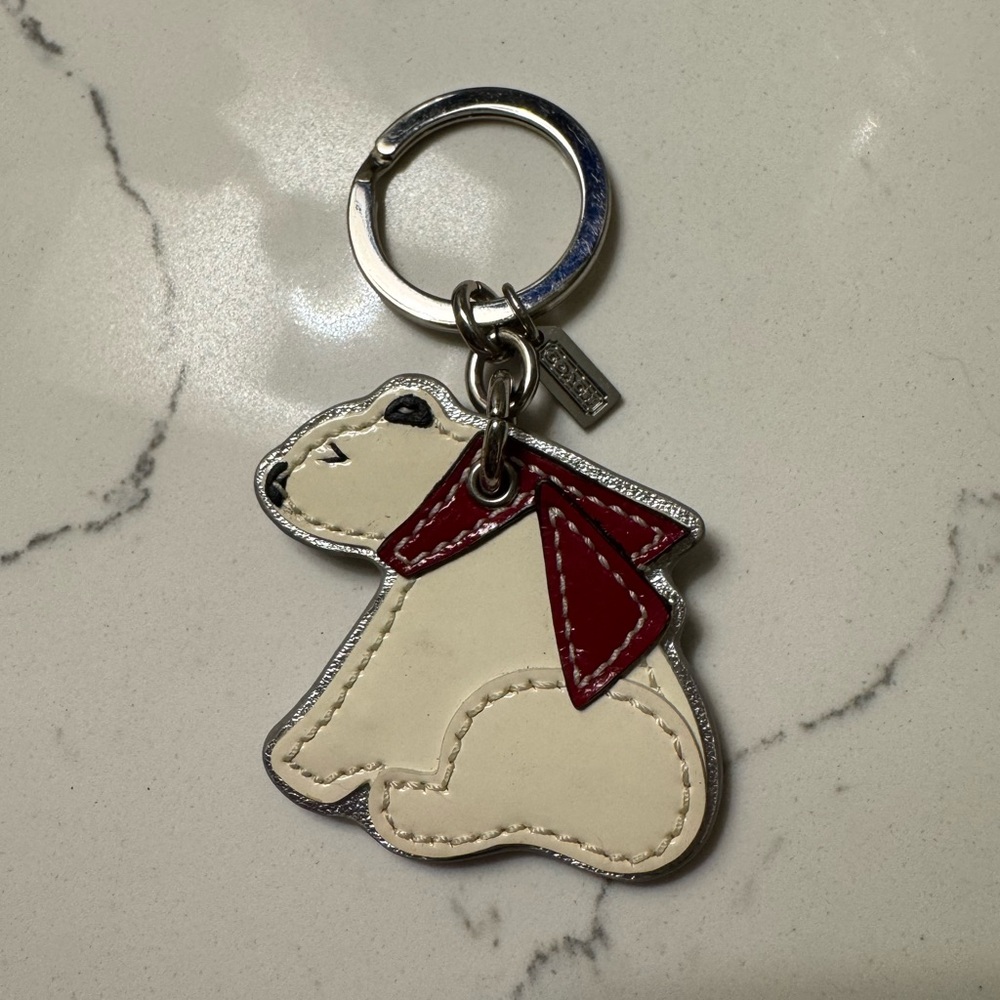 Coach Polar Limited Edition Polar Bear in Scarf Patent Leather Keychain - Picture 1 of 6